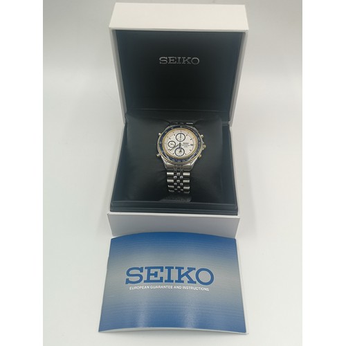 1258 - A boxed Seiko SQ100 chronograph quartz men's wristwatch - model no. 7T32-6B5A