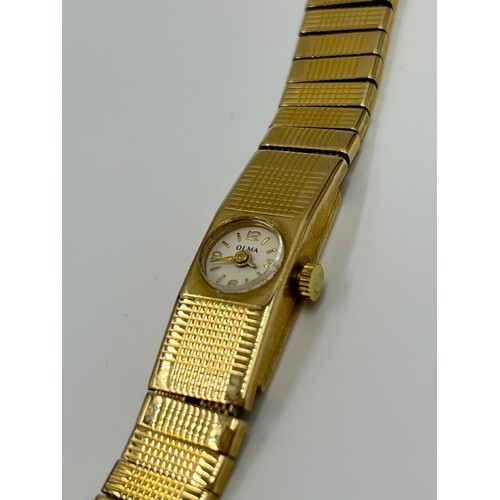 1261 - A vintage Olma 9ct gold lady's mechanical wristwatch with 9ct gold strap - approx. 25.89 grams