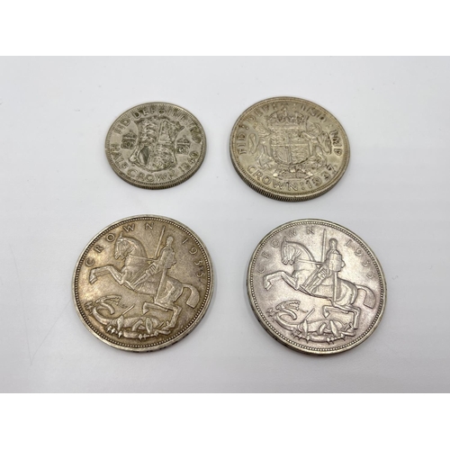 81 - Four 50% silver British coins, two 1935 crowns, one 1937 crown and one 1940 half crown