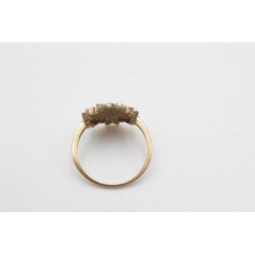 2001 - A 9ct gold diamond floral setting cluster ring, size N½ - approx. gross weight 2.4 grams