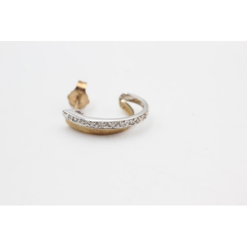 2003 - A pair of 9ct gold diamond two tone hoop earrings - approx. gross weight 2.1 grams