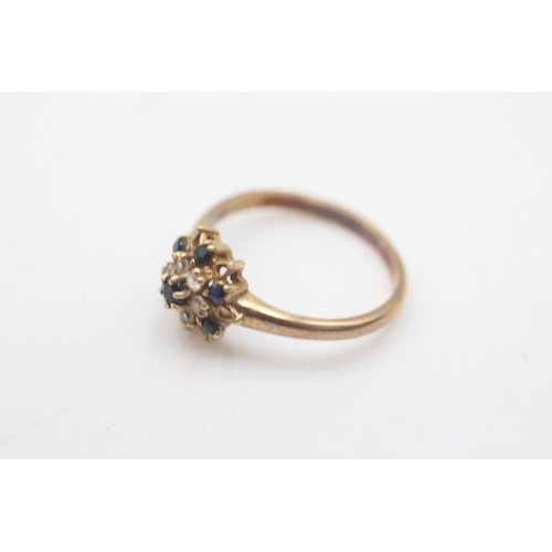 2006 - A hallmarked London 9ct gold sapphire and diamond floral cluster ring, size O½ - approx. gross weigh... 