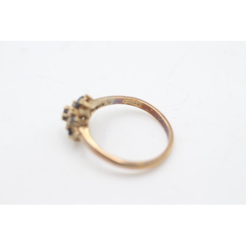 2006 - A hallmarked London 9ct gold sapphire and diamond floral cluster ring, size O½ - approx. gross weigh... 