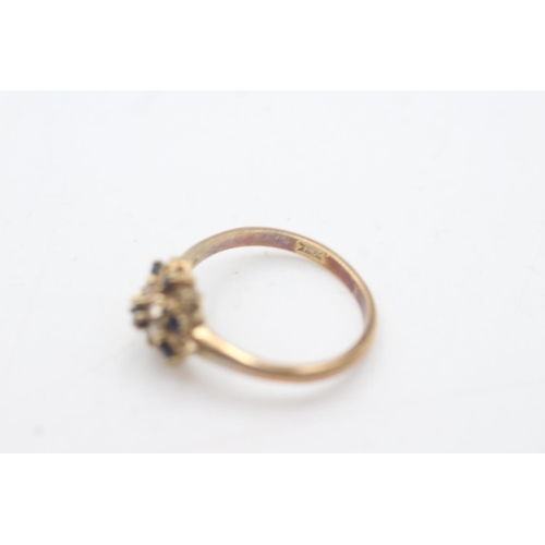 2006 - A hallmarked London 9ct gold sapphire and diamond floral cluster ring, size O½ - approx. gross weigh... 