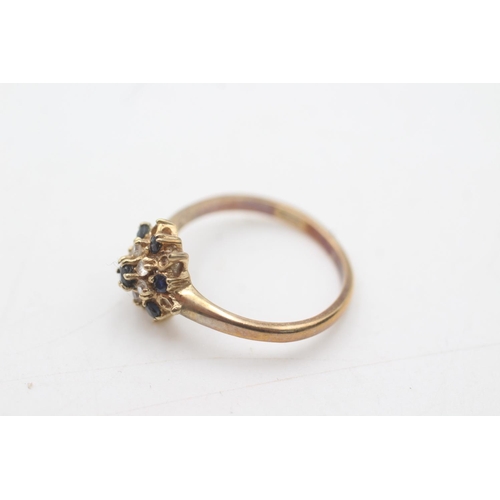 2006 - A hallmarked London 9ct gold sapphire and diamond floral cluster ring, size O½ - approx. gross weigh... 