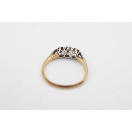 2024 - An 18ct gold and platinum diamond three stone cathedral setting ring, size M - approx. gross weight ... 