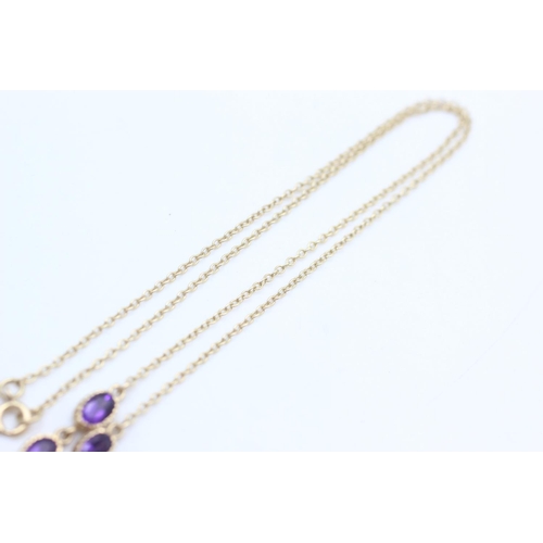 2047 - A 9ct gold opal and amethyst necklace - approx. gross weight 6.4 grams