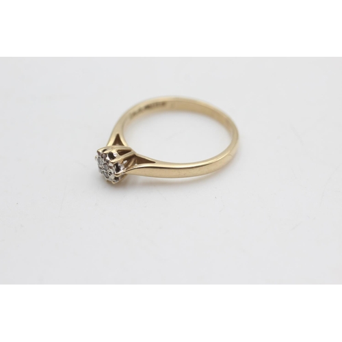 2049 - A 9ct gold diamond four stone cathedral setting ring, size O - approx. gross weight 2.1 grams