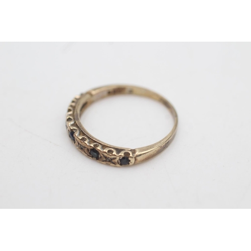 2059 - A hallmarked London 9ct gold sapphire and diamond half eternity ring, size R - approx. gross weight ... 