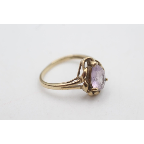 2065 - A 9ct gold amethyst solitaire dress ring, size N½ - approx. gross weight 2.4 grams