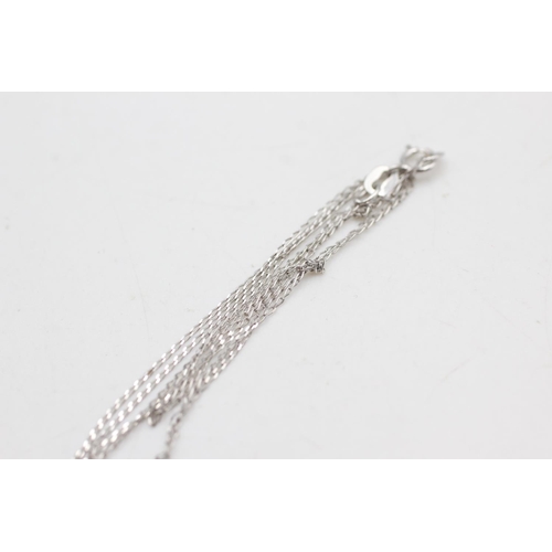 2093 - A 9ct white gold diamond set bar drop pendant necklace - approx. gross weight 1.6 grams