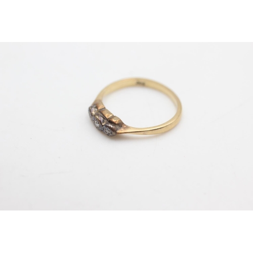 2103 - A 9ct gold diamond trilogy ring, size L½ - approx. gross weight 1.7 grams