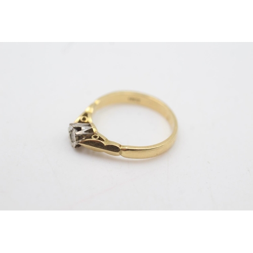 2118 - An 18ct gold diamond solitaire cathedral setting ring, size L - approx. gross weight 2.8 grams