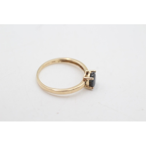 2130 - A hallmarked Birmingham 9ct gold sapphire solitaire ring ,size O - approx. gross weight 1.5 grams