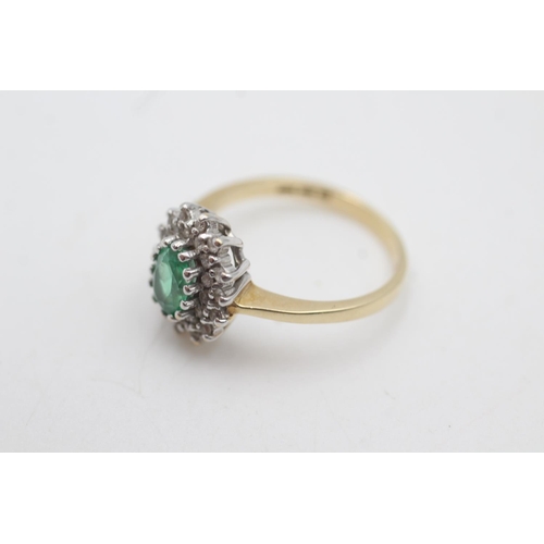 2137 - A hallmarked London 14ct gold synthetic spinel and clear gemstone double halo dress ring, size M½ - ... 