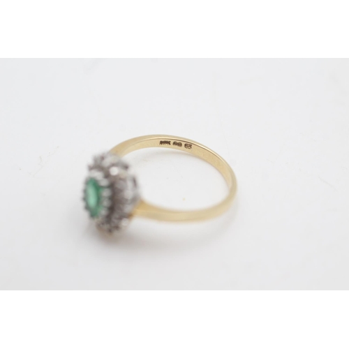 2137 - A hallmarked London 14ct gold synthetic spinel and clear gemstone double halo dress ring, size M½ - ... 