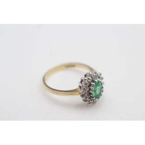 2137 - A hallmarked London 14ct gold synthetic spinel and clear gemstone double halo dress ring, size M½ - ... 