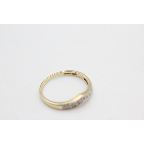 2140 - Two hallmarked Sheffield 9ct gold diamond set wishbone rings, both size R - approx. gross weight 3.5... 