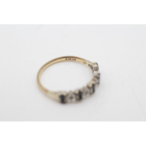 2148 - Two 9ct gold gemstone and diamond half-eternity rings, one sapphire size Q½ and one iolite size S - ... 