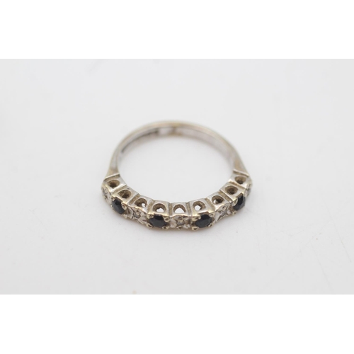 2150 - Two hallmarked Birmingham 9ct gold sapphire and diamond half-eternity rings, one yellow gold size R½... 