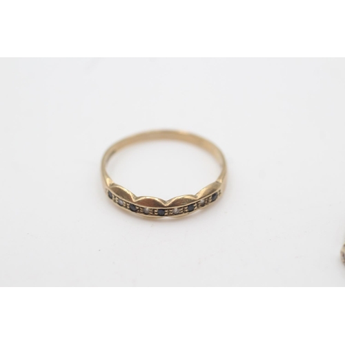 2150 - Two hallmarked Birmingham 9ct gold sapphire and diamond half-eternity rings, one yellow gold size R½... 