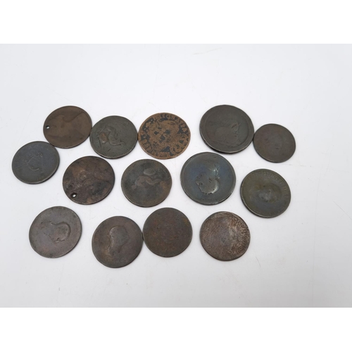 78 - A collection of assorted worldwide coins to include Georgian cartwheel penny, 1947 George VI half cr... 