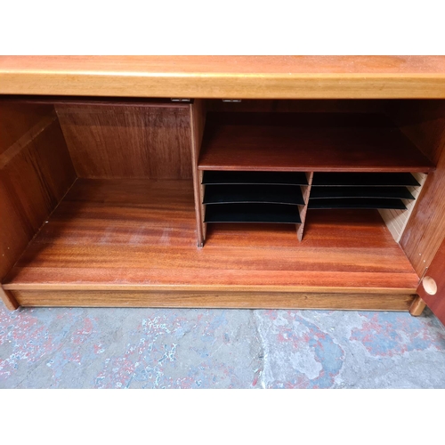 1135 - A 1960s teak bureau cabinet with two lower cupboard doors, fall front and upper shelf - approx. 167c... 