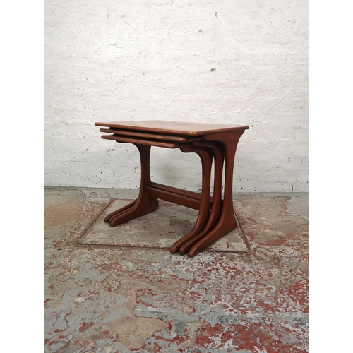 1003 - A teak nest of three tables - approx. 50cm high x 56cm wide x 45cm deep