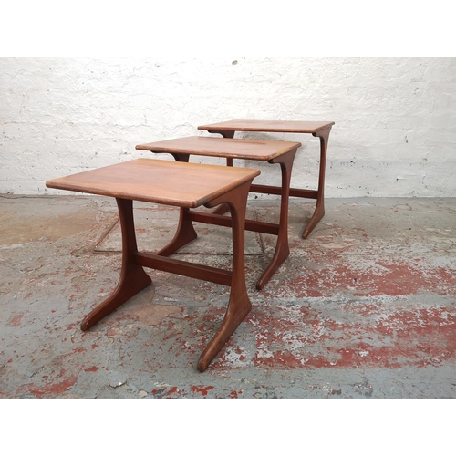 1003 - A teak nest of three tables - approx. 50cm high x 56cm wide x 45cm deep