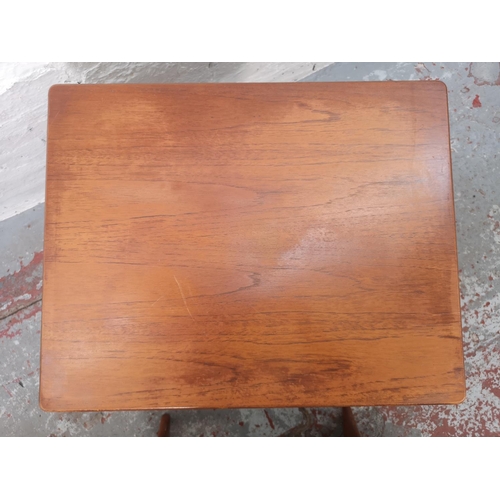 1003 - A teak nest of three tables - approx. 50cm high x 56cm wide x 45cm deep