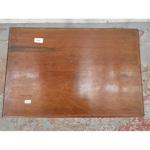 1009 - An Edwardian inlaid mahogany rectangular two tier side table - approx. 70cm high x 59cm wide x 40cm ... 