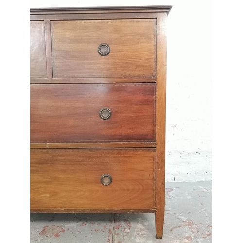 1010 - An Edwardian inlaid mahogany chest of two short over two long drawers - approx. 100cm high x 99cm wi... 