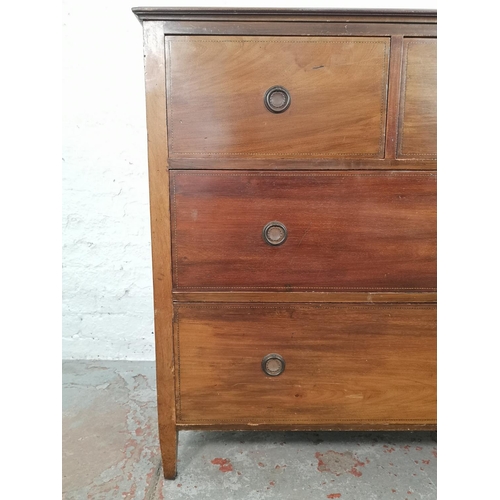 1010 - An Edwardian inlaid mahogany chest of two short over two long drawers - approx. 100cm high x 99cm wi... 