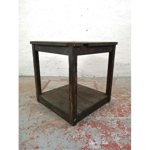 1014 - A vintage industrial wooden welding table - approx. 63cm high x 61cm²