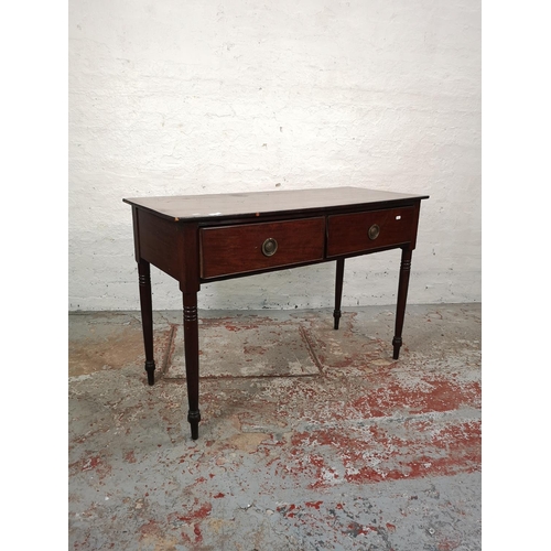 1030 - A 19th century mahogany two drawer rectangular console table - approx. 81cm high x 121cm wide x 51cm... 