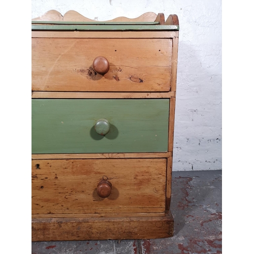 1033 - A Victorian painted pine chest of three drawers - approx. 99cm high x 100cm wide x 45cm deep