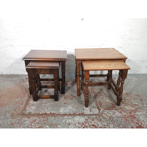 1040 - Two oak nests of tables - largest approx. 46cm high x 50cm wide x 30cm deep