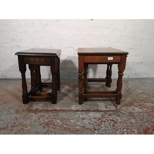 1040 - Two oak nests of tables - largest approx. 46cm high x 50cm wide x 30cm deep