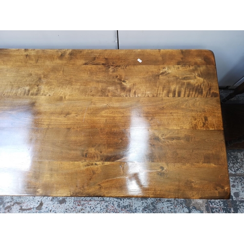 1068 - A 19th century style solid beech rectangular dining table - approx. 77cm high x 80cm wide x 200cm lo... 