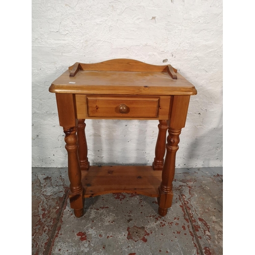 1072 - Six pieces of furniture to include modern pine two tier side table with single drawer, Regency style... 