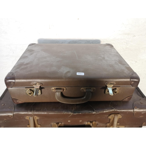 1073 - Seven assorted antique and vintage suitcases and travel trunks - largest approx. 33cm high x 90cm wi... 