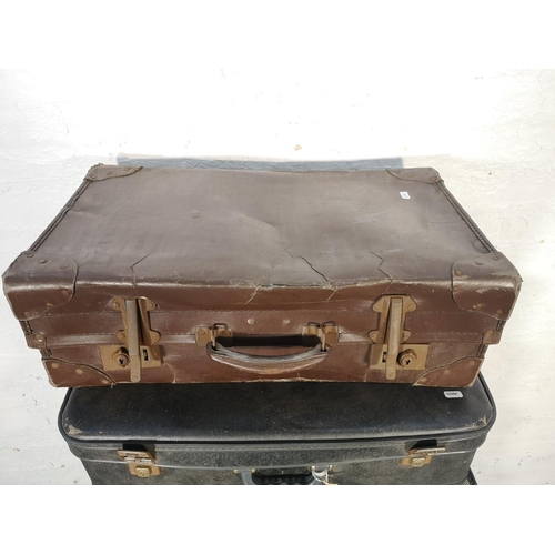 1073 - Seven assorted antique and vintage suitcases and travel trunks - largest approx. 33cm high x 90cm wi... 