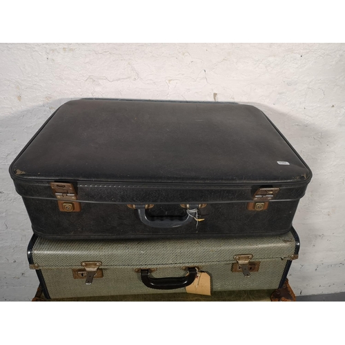 1073 - Seven assorted antique and vintage suitcases and travel trunks - largest approx. 33cm high x 90cm wi... 