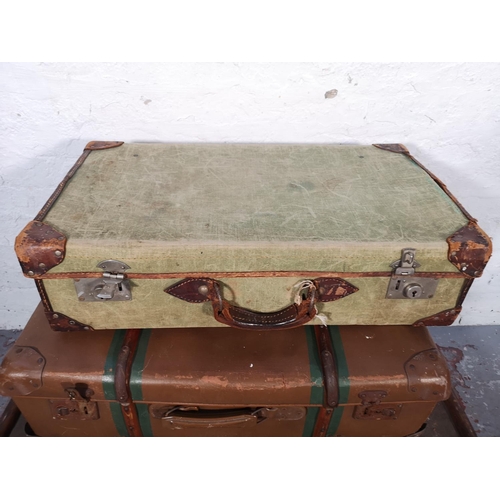 1073 - Seven assorted antique and vintage suitcases and travel trunks - largest approx. 33cm high x 90cm wi... 