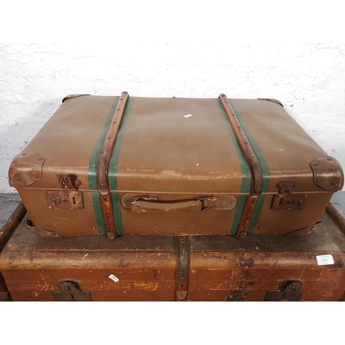 1073 - Seven assorted antique and vintage suitcases and travel trunks - largest approx. 33cm high x 90cm wi... 