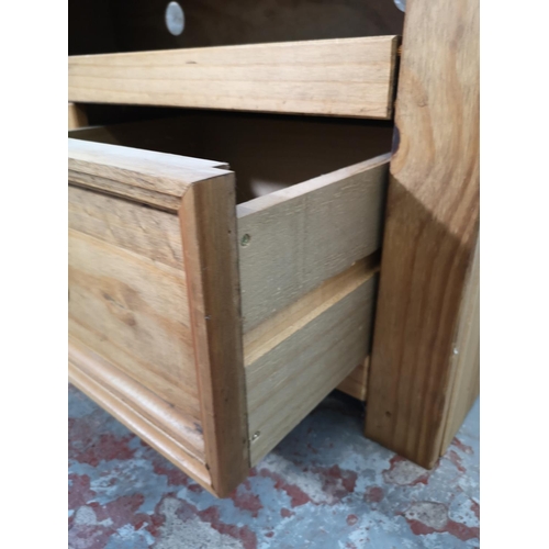 1089 - Three pieces of Mexican pine furniture, bedside cabinet - approx. 67.5cm high x 53cm wide x 39cm dee... 