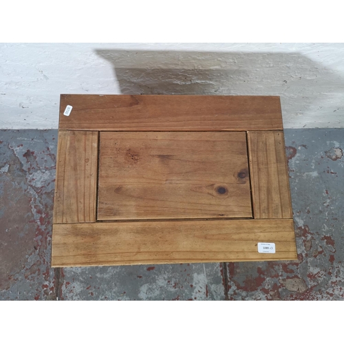 1089 - Three pieces of Mexican pine furniture, bedside cabinet - approx. 67.5cm high x 53cm wide x 39cm dee... 