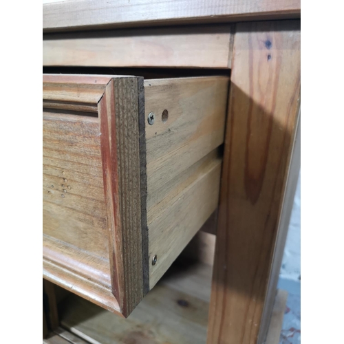 1089 - Three pieces of Mexican pine furniture, bedside cabinet - approx. 67.5cm high x 53cm wide x 39cm dee... 