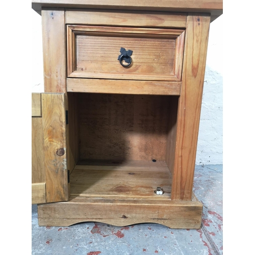 1089 - Three pieces of Mexican pine furniture, bedside cabinet - approx. 67.5cm high x 53cm wide x 39cm dee... 