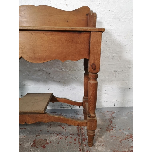 1090 - A Victorian style solid pine farmhouse console table - approx. 100cm high x 94cm wide x 38cm deep